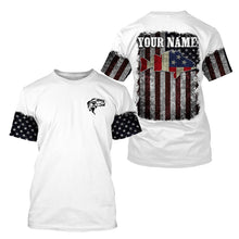 Load image into Gallery viewer, Bass Fishing Shirts vintage American flag Custom Name UV Protection Shirts NQS3011