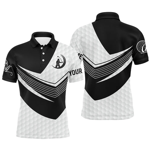 Black and White golf balls skin custom name short sleeve, long sleeve golf polos for mens, golf gifts NQS4802