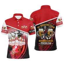 Load image into Gallery viewer, Funny Bowling polo shirts for men custom team name My drinking team has a bowling problem | Red NQS4811