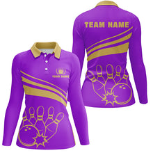 Load image into Gallery viewer, Personalized polo bowling shirts for women, custom womens bowling shirts team bowl jersey | Purple NQS5354