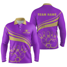 Load image into Gallery viewer, Personalized bowling polo shirts for men, custom men&#39;s bowling shirt team bowl jersey | Purple NQS5354