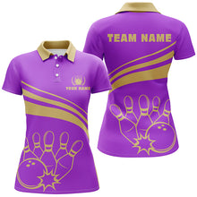 Load image into Gallery viewer, Personalized polo bowling shirts for women, custom womens bowling shirts team bowl jersey | Purple NQS5354