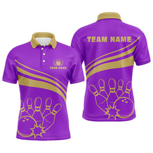 Load image into Gallery viewer, Personalized bowling polo shirts for men, custom men&#39;s bowling shirt team bowl jersey | Purple NQS5354