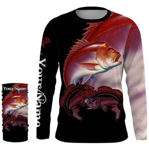 Red snapper Fishing game fish Customize Name UV protection quick dry UPF 30+ long sleeves fishing shirts NQS2729