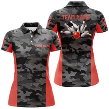 Load image into Gallery viewer, Women bowling polo shirts Custom gray camo Bowling Team Jersey, Bowling Team League Shirt | Red NQS7094