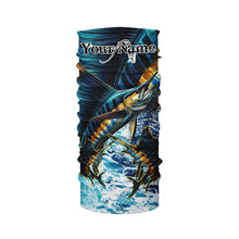 Load image into Gallery viewer, Sailfish fishing scales blue sea water camo Custom UV protection performance long sleeve fishing shirt NQS7097