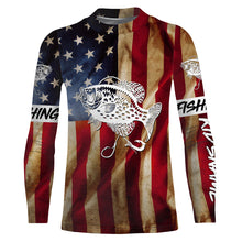 Load image into Gallery viewer, Personalized Crappie Fishing American Flag patriotic  performance Fishing Shirts NQS1381