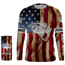 Load image into Gallery viewer, Personalized Crappie Fishing American Flag patriotic  performance Fishing Shirts NQS1381