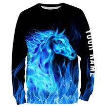 Load image into Gallery viewer, Blue fire horses Custom Horse Shirts personalized equestrian clothing, gifts for horse lovers NQS3278