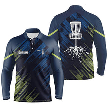 Load image into Gallery viewer, Green and blue Mens disc golf polo shirts custom disc golf team frisbee golf jersey NQS6275