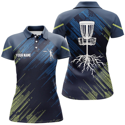 Green and blue Women disc golf polo shirts custom disc golf team disc golf jersey NQS6275