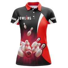 Load image into Gallery viewer, Custom bowling shirts retro black and red Bowling polo shirts for women, Bowling team jerseys NQS6936