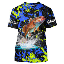 Load image into Gallery viewer, Redfish puppy drum fishing green blue camo Custom performance long sleeve fishing shirt jerseys NQS7218