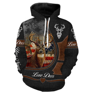 Love Deer Hunter Customize Name 3D All Over Printed Hunting Shirt Personalized Gift For Hunters NQS407