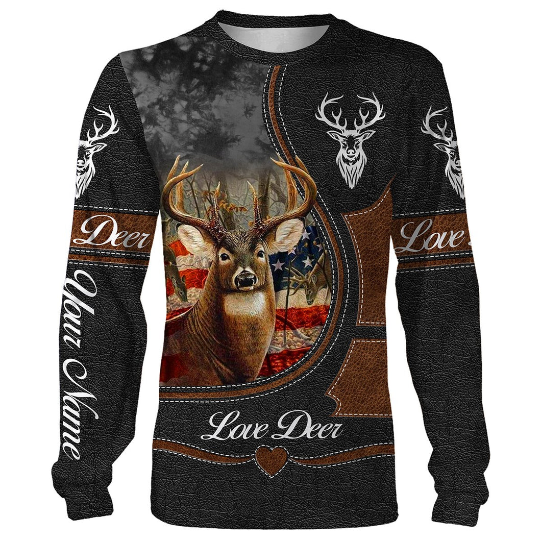 Love Deer Hunter Customize Name 3D All Over Printed Hunting Shirt Personalized Gift For Hunters NQS407
