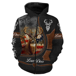 Love Deer Hunter Customize Name 3D All Over Printed Hunting Shirt Personalized Gift For Hunters NQS407