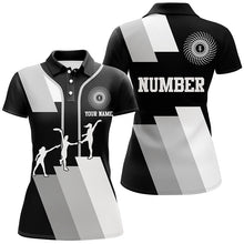 Load image into Gallery viewer, Black and white Womens disc golf polo shirts custom disco golf outfit, personalized disc golf gifts NQS6753