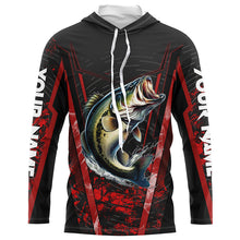 Load image into Gallery viewer, Largemouth Bass fishing shirts Custom UV protection performance black fishing tournament shirts | Red NQS7223