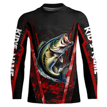 Load image into Gallery viewer, Largemouth Bass fishing shirts Custom UV protection performance black fishing tournament shirts | Red NQS7223