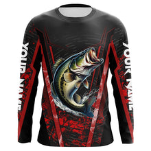 Load image into Gallery viewer, Largemouth Bass fishing shirts Custom UV protection performance black fishing tournament shirts | Red NQS7223