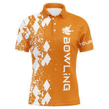 Load image into Gallery viewer, Custom orange bowling shirt for men – personalized team jersey front view