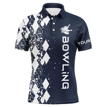 Load image into Gallery viewer, Custom navy bowling shirt for men – personalized team jersey front view