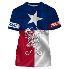 Load image into Gallery viewer, Mahi Mahi, Tuna, Wahoo Saltwater fishing Texas Flag custom name fishing shirts NQS413