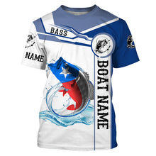 Load image into Gallery viewer, Texas Bass Fishing Texas Flag Custom name and boat name performance Long Sleeve Fishing Shirts, Patriotic Fishing gifts NQS2321