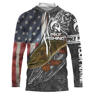Northern Pike Fishing American Flag Custome Name 3D All Over Printed Shirts Personalized Fishing gift NQS339