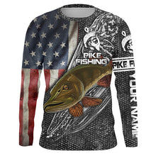 Load image into Gallery viewer, Northern Pike Fishing American Flag Custome Name 3D All Over Printed Shirts Personalized Fishing gift NQS339