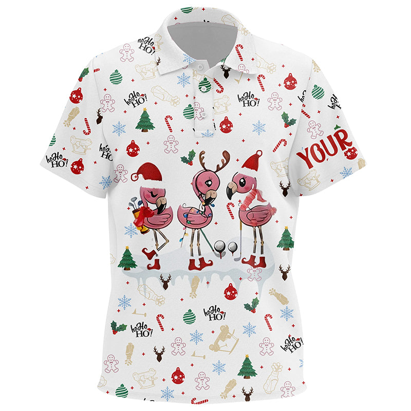 Funny Christmas golf shirts custom white Kid golf polo shirt Flamingo golf friend Christmas gifts NQS6511