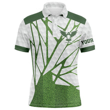 Load image into Gallery viewer, Green and white Mens golf polo shirt custom golf shirts for men, best golf gifts for men NQS6516