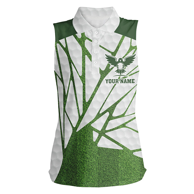 Green and white Womens sleeveless polos shirts custom golf shirt for ladies, best golf gifts for women NQS6516