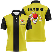 Load image into Gallery viewer, Personalized Yellow Black Retro Bowling Polo Shirts For Men custom vintage bowling team jerseys NQS6981