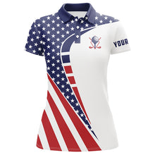 Load image into Gallery viewer, Personalized red, white and blue golf polos shirts for ladies American flag custom patriot golf wears NQS7118