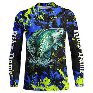 Crappie fishing green blue camo Custom UV protection performance long sleeve fishing shirt jerseys NQS7122