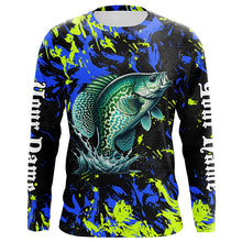 Load image into Gallery viewer, Crappie fishing green blue camo Custom UV protection performance long sleeve fishing shirt jerseys NQS7122