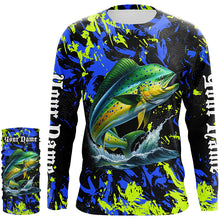 Load image into Gallery viewer, Mahi mahi fishing green blue camo Custom UV protection performance long sleeve fishing shirt jerseys NQS7123