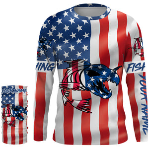 Fish skeleton reaper American flag custom name sun protection long sleeve fishing shirts jerseys NQS3871