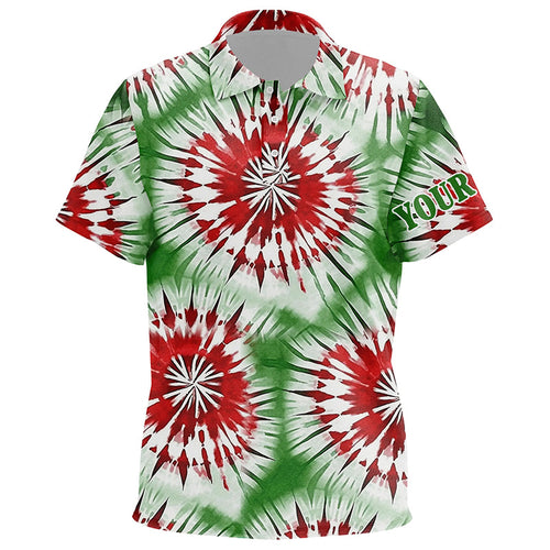 Green, red and white Christmas tie dye pattern Kid golf polo shirts custom golf tops for Kid NQS6529