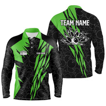 Load image into Gallery viewer, Black bowling camo Mens polo bowling shirt Custom bowling strike team league jerseys | Green NQS6772