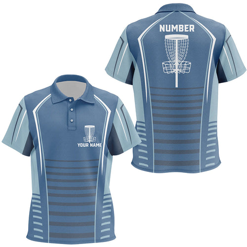 Kid golf polos shirts custom blue pattern disc golf basket, personalized disc golf outfit NQS7249