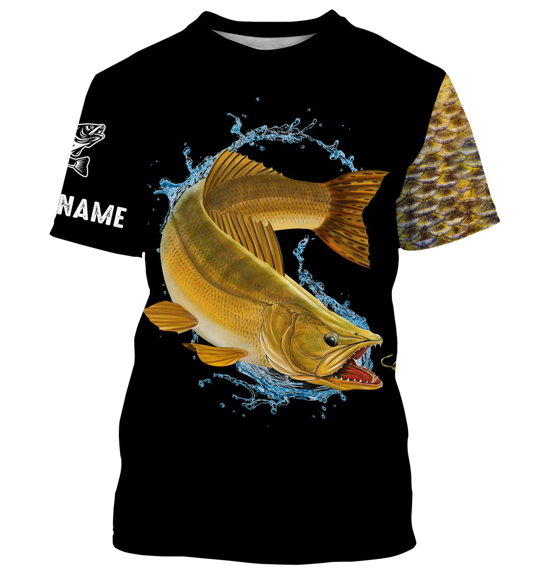 Walleye fishing yellow scales Customize name long sleeves performance fishing shirt for men, women, Kid NQS950