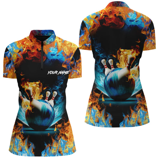 Custom bowling shirt for women – personalized team jersey front view