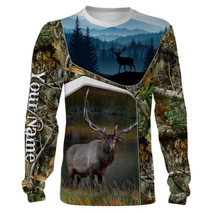Elk Hunting Camo Customize Name 3D All Over Printed Shirts Personalized gift For Hunting Lovers NQS690