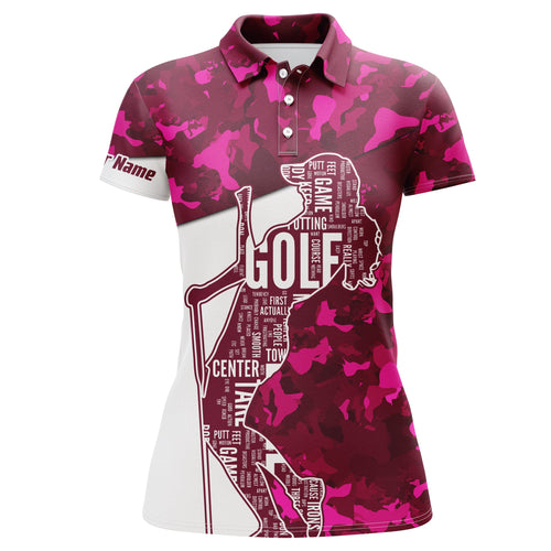 Personalized women golf polo shirts pink camo women golf team shirt, custom golf gifts for girl NQS4298