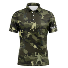 Load image into Gallery viewer, Green camo disc golf Men polo shirts custom name disc golf polo shirts for men, disc golfing gifts NQS4658