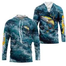 Load image into Gallery viewer, Tuna saltwater fishing custom blue sea wave ocean camo fishing tournament long sleeve fishing shirts NQS4887