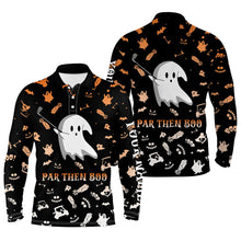 Load image into Gallery viewer, Funny black orange Halloween background mens golf polo shirts custom par then boo, unique golf gifts NQS6352