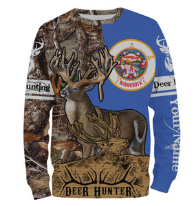Minnesota MN deer hunting Deer hunter game Customize Name 3D All Over Printed Shirts plus size NQS974